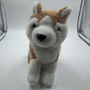 Our Generation Battat Plush Pet Husky Wolf Dog Brown White 6" Blue Eyes